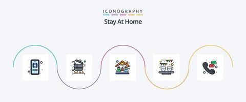bleib zu hause linie gefüllt flach 5 icon pack inklusive linie. Tee. Menschen. Süss. Nachtisch vektor