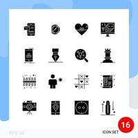16 tematiska vektor fast glyfer och redigerbar symboler av utveckling kodning vetenskap app tycka om redigerbar vektor design element