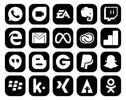 20 Social Media Icon Pack inklusive Hangouts Adobe Gmail CC Facebook vektor