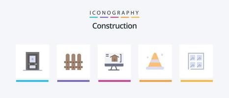 Construction Flat 5 Icon Pack inklusive . Konstruktion. Heimat. Fenster. Konstruktion. kreatives Symboldesign vektor