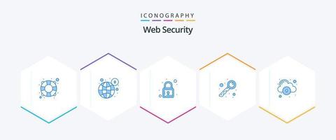 Web Security 25 Blue Icon Pack inklusive Sicherheit. Daten. sperren. Wolke. offen vektor