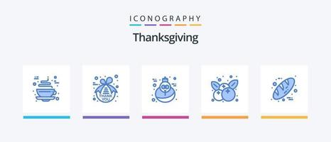 Thanksgiving Blue 5 Icon Pack inklusive Essen. Backen. Ferien. Kirschen. Obst. kreatives Symboldesign vektor