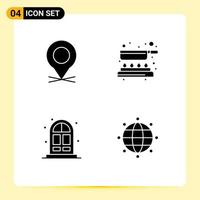 Aktienvektor-Icon-Paket mit 4 Zeilenzeichen und Symbolen für den Standort Living Pin Pan global editierbare Vektordesign-Elemente vektor