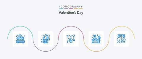 Valentinstag blau 5 Icon Pack inklusive Glühbirne. Sofa. Nachtisch. Lampe. Valentinsgrüße vektor