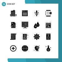 16 universelle solide Glyphenzeichen Symbole der Entwicklungscodierung von Multimedia-App-Waffen editierbare Vektordesign-Elemente vektor