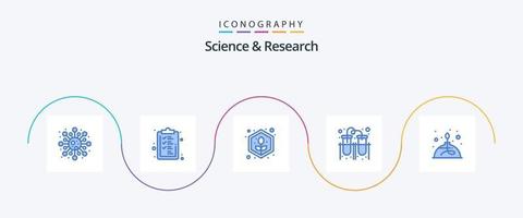 Science Blue 5 Icon Pack inklusive Brenner. Verbindung. Landwirtschaft. Rohre. Experiment vektor