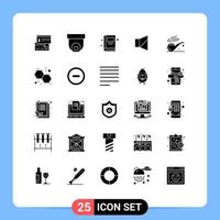 25 solides Glyphen-Konzept für mobile Websites und Apps rauchen Twitter-Video stille Glocke editierbare Vektordesign-Elemente vektor