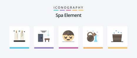 Spa Element Flat 5 Icon Pack inklusive Spa. Entspannen Sie Sich. Spa. Eimer. Öl. kreatives Symboldesign vektor