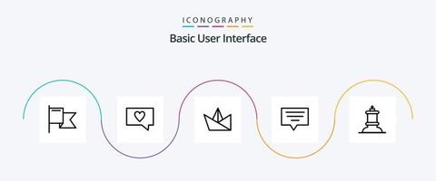 grundläggande linje 5 ikon packa Inklusive . papper. kung. schack vektor