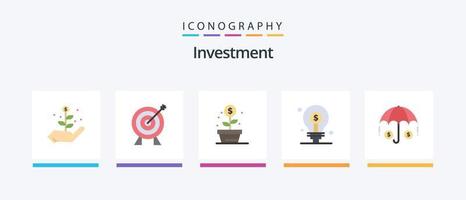 investering platt 5 ikon packa Inklusive försäkring. investering. tillväxt. investera. företag. kreativ ikoner design vektor