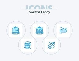 ljuv och godis blå ikon packa 5 ikon design. bageri. mat. mat. efterrätt. sötsaker vektor