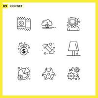 9 kreative Symbole moderne Zeichen und Symbole des Finanzmanagements Computing Geschäftsmann editierbare Vektordesign-Elemente vektor