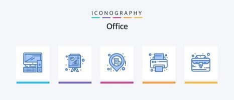 Office Blue 5 Icon Pack inklusive Ding. Fall. Unternehmen. Geschäftsfall. Drucker. kreatives Symboldesign vektor