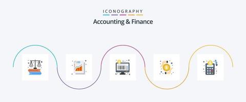 bokföring och finansiera platt 5 ikon packa Inklusive företag nätverk. forskning. bankverksamhet. transaktion. kort vektor