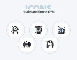 Gym linje fylld ikon packa 5 ikon design. sport. hantel. Gym. sportigt. Utrustning vektor