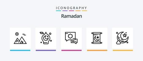 ramadan linje 5 ikon packa Inklusive fira. inbjudan. lampa. ramadan. islam. kreativ ikoner design vektor