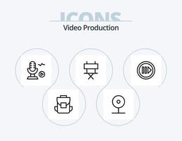 video produktion linje ikon packa 5 ikon design. skärm. rulle. multimedia. multimedia. filma vektor