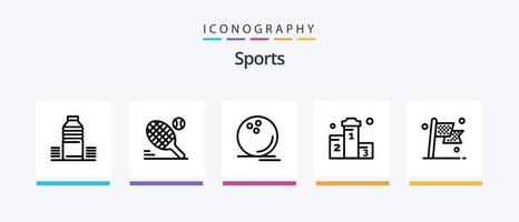 sporter linje 5 ikon packa Inklusive spel. flagga. kondition. lopp. rutig. kreativ ikoner design vektor