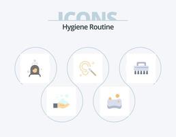 Hygieneroutine flach Icon Pack 5 Icon Design. einstellen. Bürste. Dusche. sauber. Ohr vektor