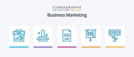 Business Marketing Blue 5 Icon Pack inklusive Geld. Unternehmen. Briefmarke. Finanzen. Wirtschaft. kreatives Symboldesign vektor