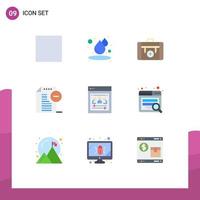 satz von 9 modernen ui-symbolen symbole zeichen für suche webentwickler gepäck remote team office editierbare vektordesignelemente vektor