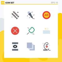 9 flaches Farbkonzept für mobile Websites und Apps beten Zeichen Werbung Navigation schließen editierbare Vektordesign-Elemente vektor