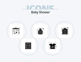 Baby-Dusche-Glyphen-Icon-Pack 5 Icon-Design. Puppe. Baby. Baby. Kind. Kuchen vektor