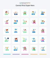 kreatives Corona-Virus-Superheld 25 flaches Icon-Pack wie männlich. Professor. alter Arzt. Arzt. Arzt vektor