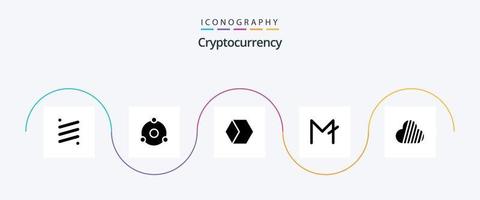 Kryptowährung Glyphe 5 Icon Pack inklusive Mondmünze. Marktkapitalisierung. Münze . Diagramme . Netz blockieren vektor