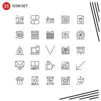 Gruppe von 25 Zeilen Zeichen und Symbolen für Hauszahlungseinstellungen Finanzbanking editierbare Vektordesign-Elemente vektor