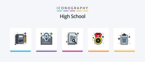 High School Line füllte 5 Icon Pack inklusive Moleskin. Lautsprecher. Bildung. Klang. Bildung. kreatives Symboldesign vektor