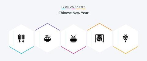 Chinesisches Neujahr 25 Glyphen-Icon-Pack inklusive Neujahr. Neu. Neujahr. Chinesisch. Chinesisch vektor