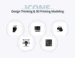 Design Thinking und D Printing Modeling Glyph Icon Pack 5 Icon Design. Kasten. Bildung. Bildung . online. Handy, Mobiltelefon vektor