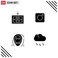 Packung mit modernen soliden Glyphenzeichen und Symbolen für Web-Printmedien wie bearbeitbare Vektordesign-Elemente für Cash-Evil-Kamera-Social-Monster vektor