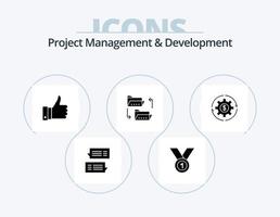 Projektmanagement und Entwicklung Glyph Icon Pack 5 Icon Design. dokumentieren. mögen. Führer. gut. schätzen vektor