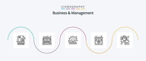 Business- und Management-Line-5-Icon-Pack inklusive Aktentasche. Netz. Marketing. die Einstellungen. online vektor