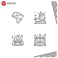 packa av 4 modern fylld linje platt färger tecken och symboler för webb skriva ut media sådan som Brasilien Beräkna radio väska utbildning redigerbar vektor design element