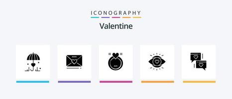 Valentine Glyph 5 Icon Pack inklusive Merraige. Liebe. SMS. Tag. Valentinstag. kreatives Symboldesign vektor