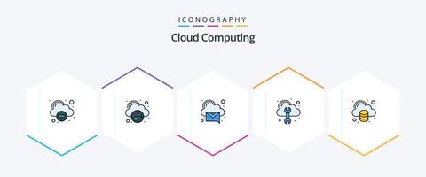 moln datoranvändning 25 fylld linje ikon packa Inklusive data. verktyg. moln. reparera. moln vektor