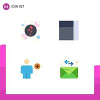 4 universell platt ikoner uppsättning för webb och mobil tillämpningar godis mänsklig ljuv Lägg till kuvert redigerbar vektor design element