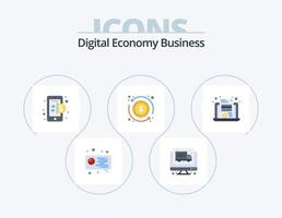 digitale Wirtschaft Business Flat Icon Pack 5 Icon Design. Karte. Wirtschaft. Finanzen. Laptop. Austausch vektor