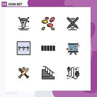 Aktienvektor-Icon-Pack mit 9 Zeilenzeichen und Symbolen für das Layout des Signalverbindungs-Assistenten, editierbare Vektordesign-Elemente vektor