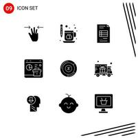 Stock Vector Icon Pack mit 9 Zeilen Zeichen und Symbolen für se Daten drucken Business Business editierbare Vektordesign-Elemente