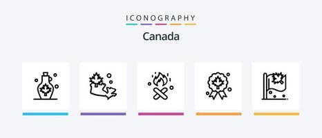 Canada Line 5 Icon Pack inklusive . Kanada. Baum. Polar. Tier. kreatives Symboldesign vektor