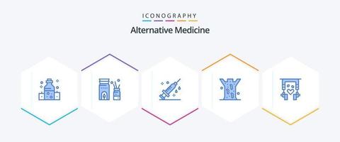 alternativ medicin 25 blå ikon packa Inklusive musik. medicinsk. sjukvård. igel. entomologi vektor