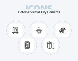 hotelservices und stadtelemente line icon pack 5 icon design. Karte. Zimmer. Gebäude. ac . Luft vektor