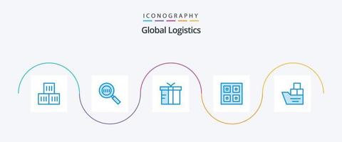 global logistik blå 5 ikon packa Inklusive låda. logistik. låda. leverans. anlände vektor