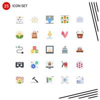 Stock Vector Icon Pack mit 25 Zeilenzeichen und Symbolen für Kamera Girlande Listen Festival Person editierbare Vektordesign-Elemente