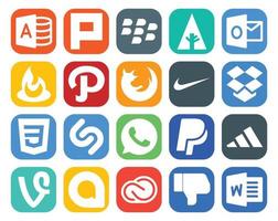 20 Social-Media-Icon-Packs, einschließlich Google Allo adidas Browser Paypal Shazam vektor