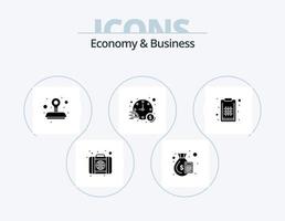 ekonomi och företag glyf ikon packa 5 ikon design. planen. acceptera. tid. investering vektor
